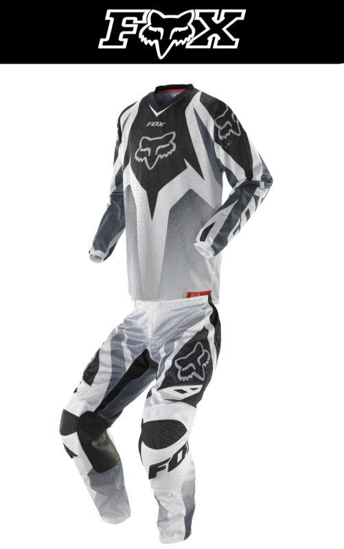 Fox racing hc jersey & 180 pant race airline black white combo kit dirtbike atv