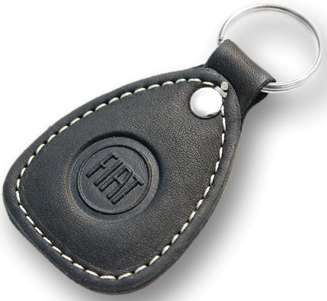 New leather black / white keychain car logo fiat auto emblem keyring