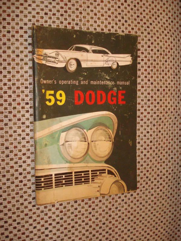 1959 dodge owners manual original glove box book rare!!