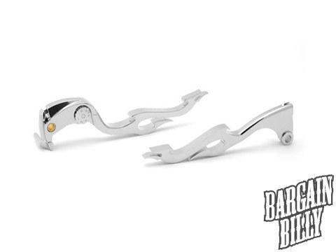 Kawasaki ninja chrome brake / clutch flame hand levers - zx6r zx10r z1000