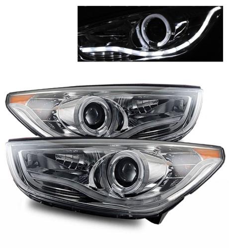 For 2010-2012 tucson ccfl led angel eye halo clear chrome projector headlights