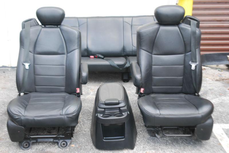 99-07 ford f250 f350 f450 f550 black leather seats console super extended cab