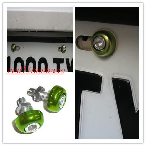 Green 2 pieces plating license plate screws bolts