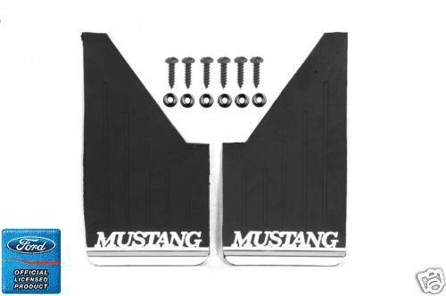 1979-2004 ford mudflap set of 2 black mustang in white