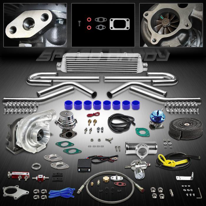 T04e 12pc t3/t4 universal turbo kit turbocharger+intercooler+wastegate+bov+timer