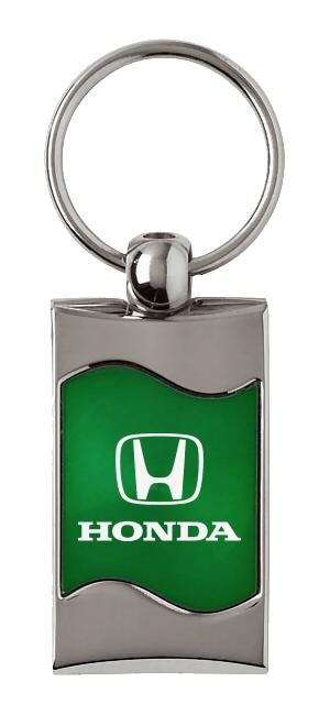 Honda green rectangular wave metal key chain ring tag key fob logo lanyard