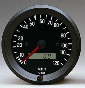 Vdo speedometer black face 120 mph 3 1/8" electronic programable lcd odometer