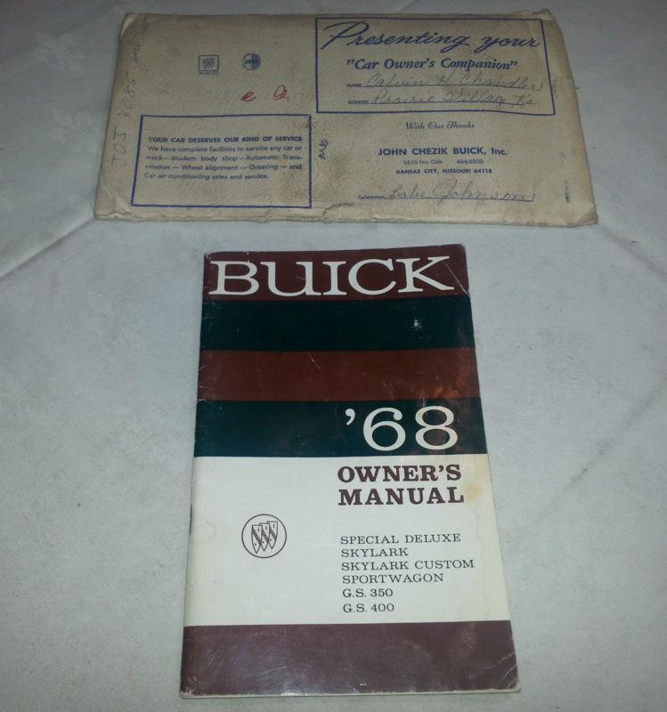 1968 buick skylark, gs 350, gs 400 factory original owners manual 