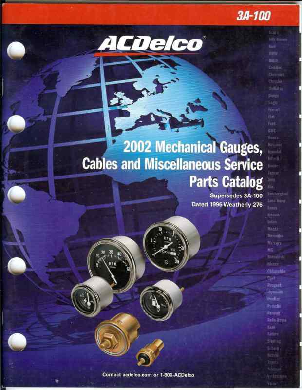 2002 ac delco mechanical gauges cables & misc service parts catalog 3a-100