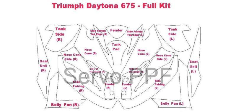 13+ triumph daytona 675 clear bra full kit 3m ventureshield ultra