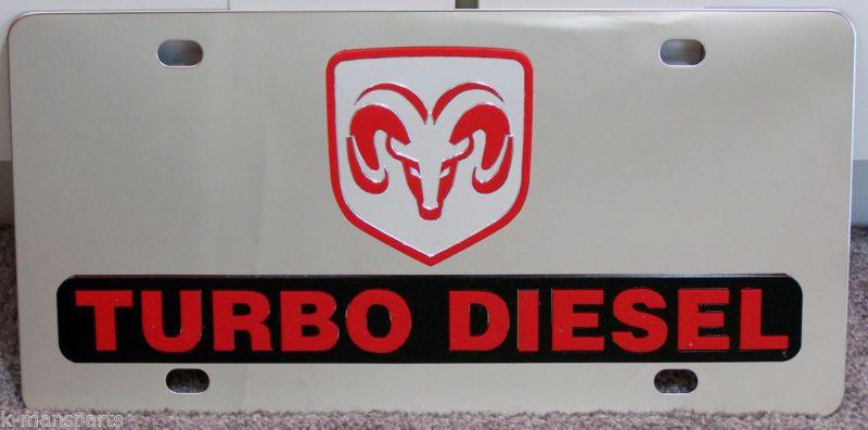 Dodge ram turbo diesel stainless steel vanity license plate tag 