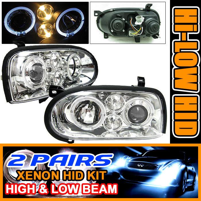 2 set hid 92-98 vw golf 3 iii halo projector headlights