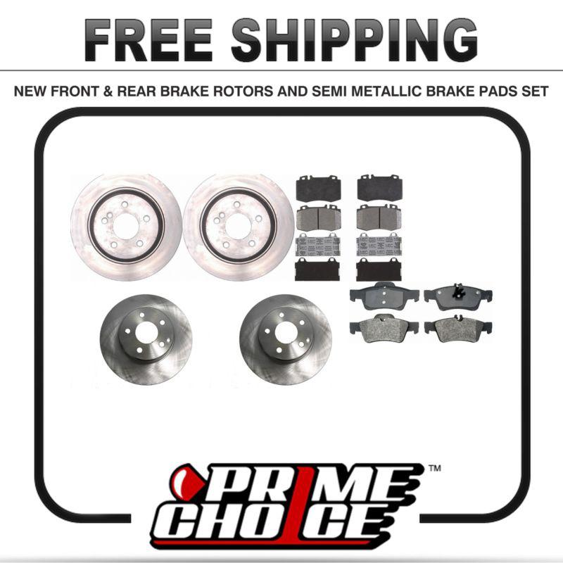 Front & rear kit 4 disc brake rotors and 8 metallic pads full complete set