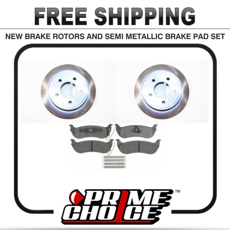 Premium rear metallic brake pads and disc rotors complete kit left & right pair