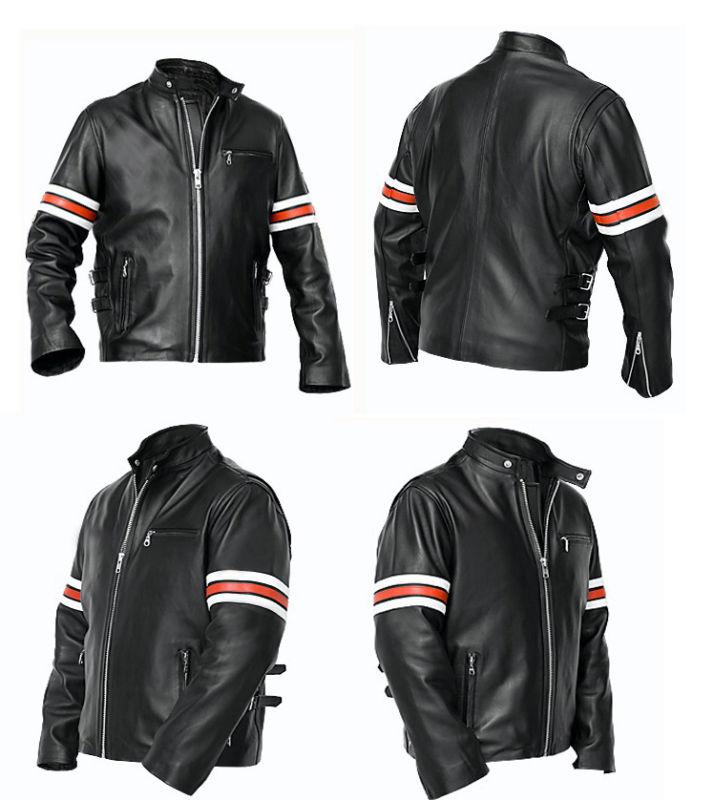 Black men leather jacket motorbike jacket motorcycle jacket racing biker jacket