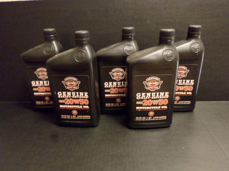 5 quart lot-genuine harley davidson sae 20w50 motorcycle oil-new old stock