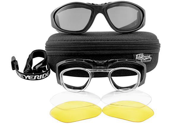 Eye ride sunglasses the works interchangeable goggles black/smoke clear yellow