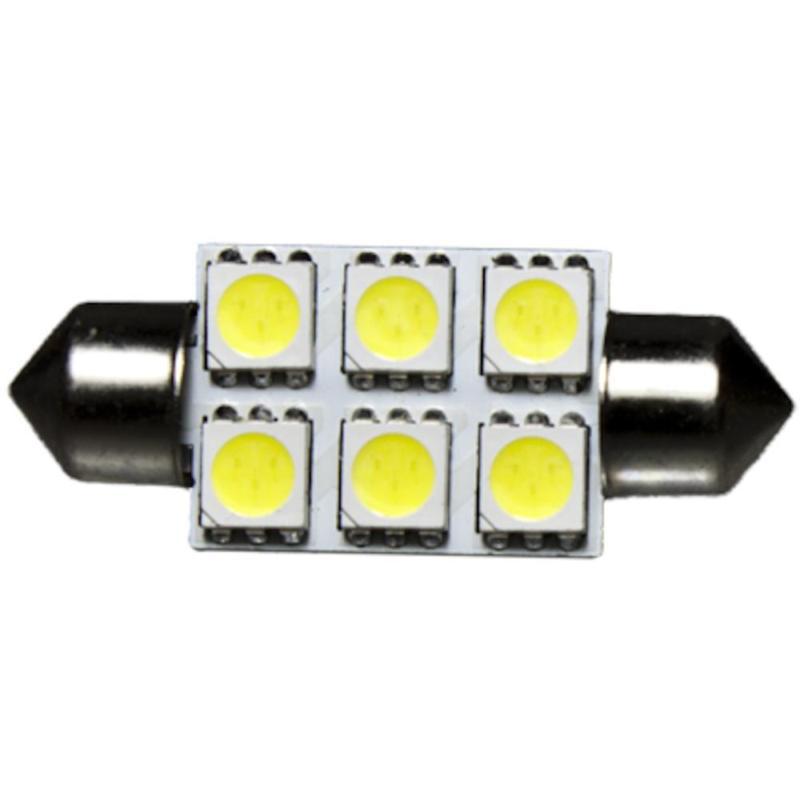 6 led 12v cool white 37mm festoon bulb 120°