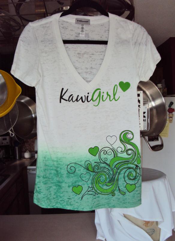 Kawasaki kawi girl lover boy white, green & black t-shirt ~ size l  nwt!