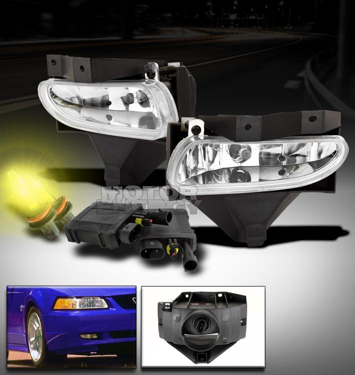 1999-2004 ford mustang bumper clear fog light lamp+3000k hid 2000 2001 2002 2003