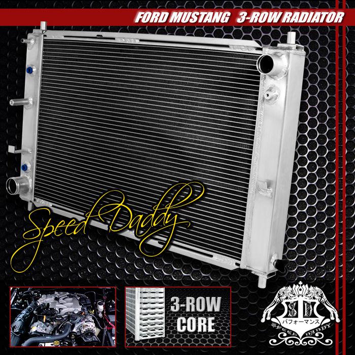 Tri core 3-row full aluminum racing radiator 97-04 ford mustang base/gt/svt at