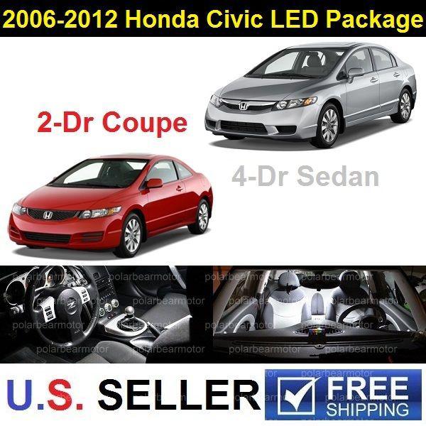 2006-2012 honda civic ex lx si interior led smd full lights package 6pcs white