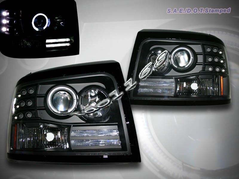 1992-1996 ford bronco f150 250 350 black halo led projector headlights