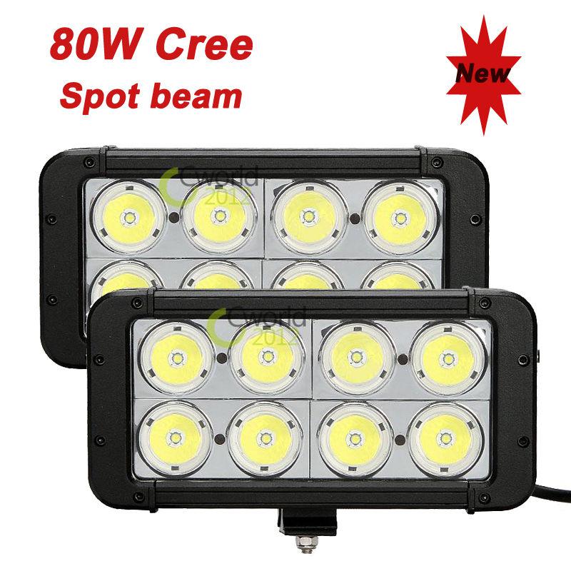 2pcs 80w 8000lm cree led work light bar spot beam off-road atv suv driving lamp