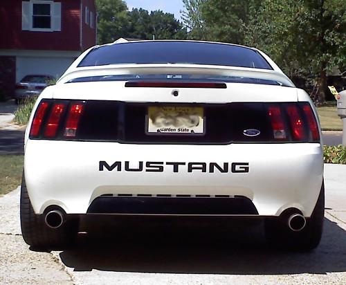 99-04 mustang rear decals -deck lid trunk blackout decal, letters, lower insert