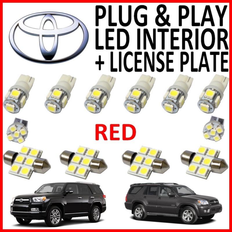 12 piece super red led interior package kit + license plate tag lights t41r