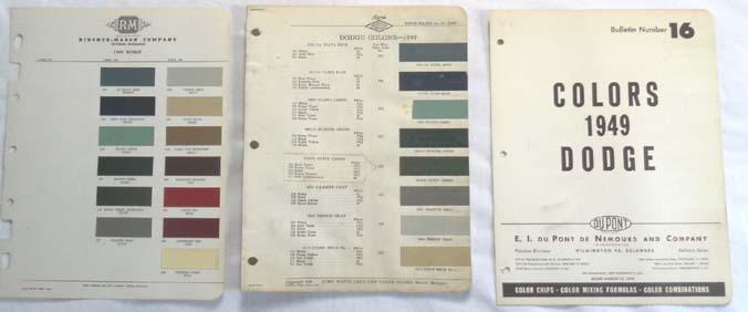 1949 dodge r-m acme dupont  color paint chip charts  all models original mopar 