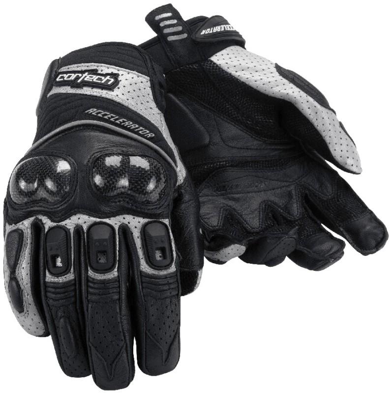 Cortech accelerator 3 silver small perforated leather motorcycle riding gloves