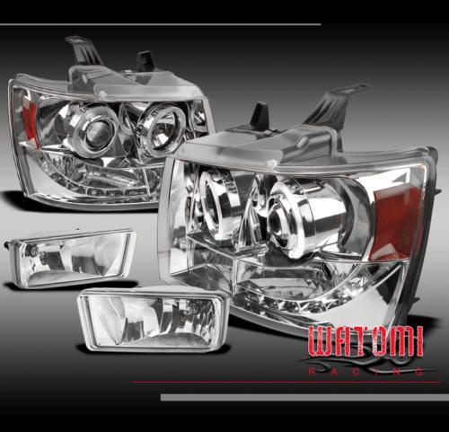 07-12 avalanche/suburban/tahoe pickup led halo projector head lights+fog bumper