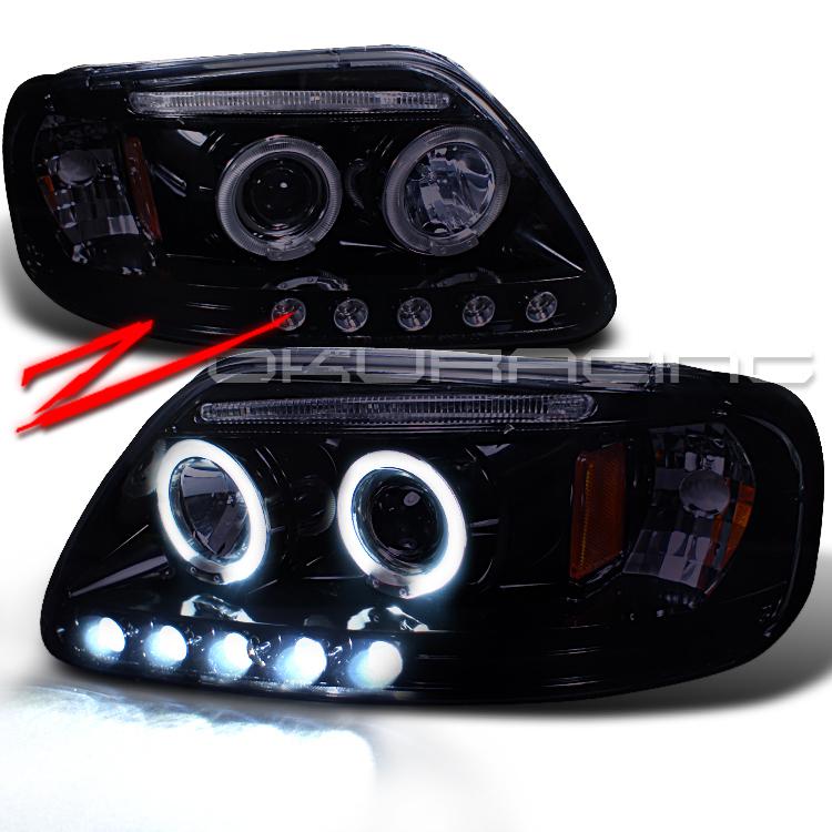 97-03 ford f150/expedition projector headlights glossy black