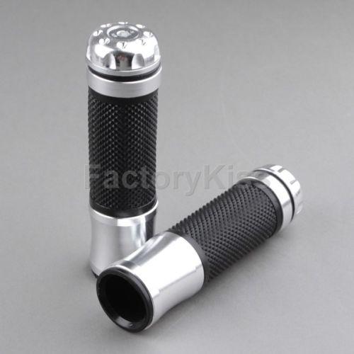 Universal motorcycle handlebar rubber hand grips 7/8" silver