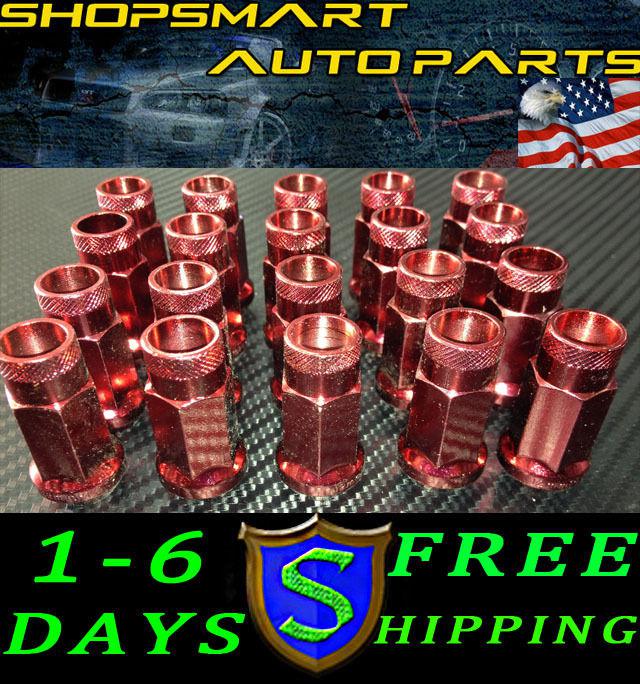 M12x1.5 mm red steel tuner lug nut set 20 pcs honda acura toyota civic lugnuts 