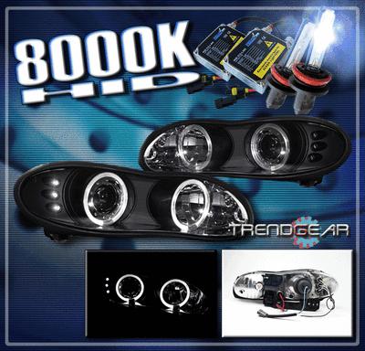 98-02 chevy camaro dual halo led projector headlights+hid 8k lamp black 99 00 01