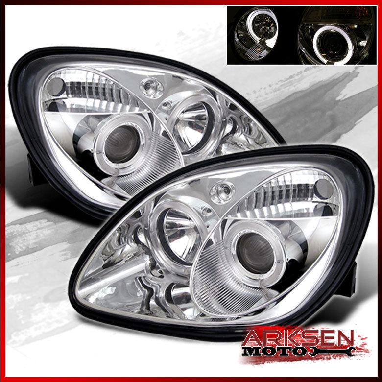 98-04 mercedes-benz r170 slk twin halo projector headlights front lamps chrome