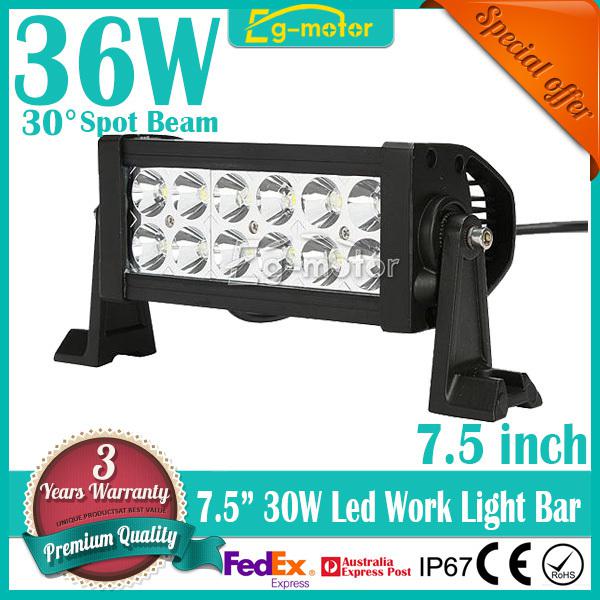 36w 7.5“ 3600lm spot beam high intensity led work light bar offroad 4x4 jeep