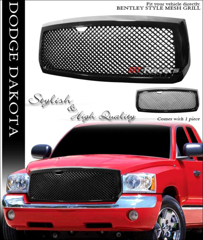 Blk luxury sport mesh front hood bumper grill grille abs 2005-2007 dodge dakota