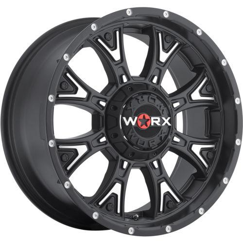 20x10 black worx tyrant (805) wheels 5x5 5x5.5 -25 lifted mitsubishi raider