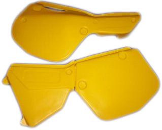 Yamaha yz 250 490 plastic side panels 1984-1985 dc plastics yellow white natural