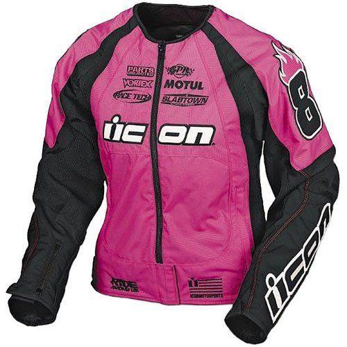 Women's (xs) icon motorcycle stage 2 merc jacket no. 8 pink & black *xlnt cond*