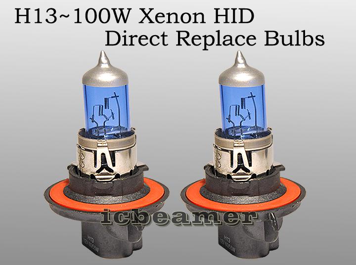 H13/ 9008 100w x2 pcs high/ low xenon hid white direct replace bulbs ck6usdot