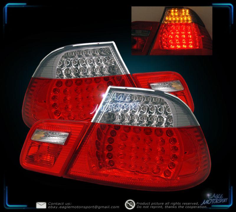 2000-2003 bmw e46 3 series convertible led red clear tail lights rear lamps