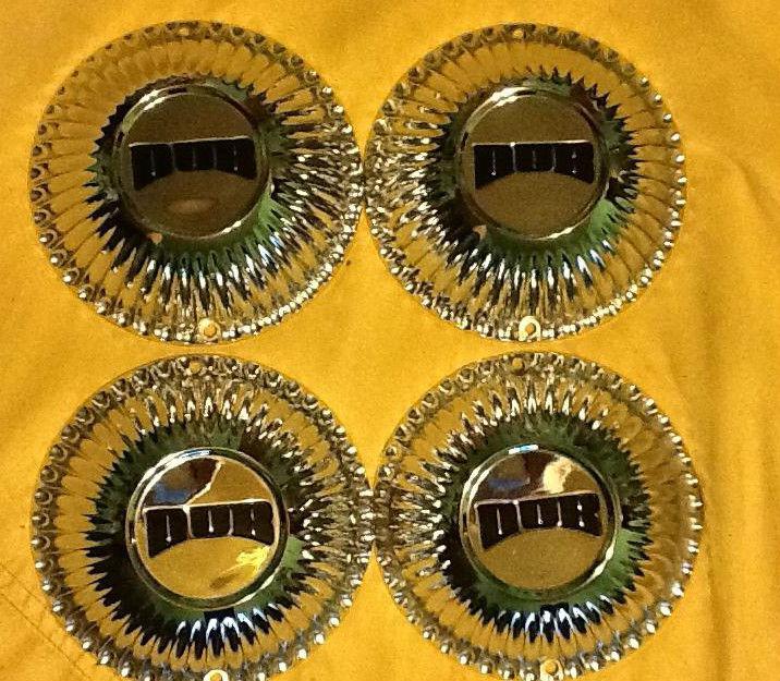 Dub bellagio spinner replacement logo top cap chrome set of 4