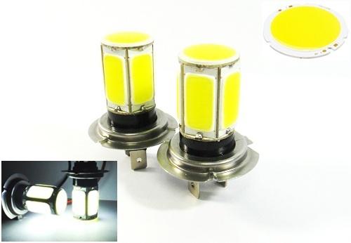 2x h7 high power cob led 18w bulb fog lamp daytime running light drl xenon white