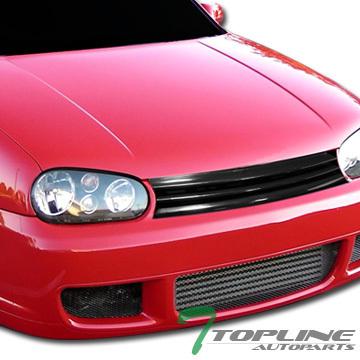 Blk horizontal badgeless front hood bumper grill grille 99-04 05 vw mk4 golf gti