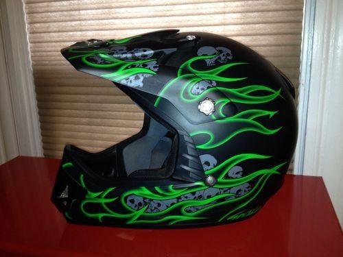 Scorpion spitfire vx-14 atv quad helmet adult l green flames