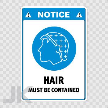 Decal sticker sign signs warning danger caution hair nets protection 0500 zafx6